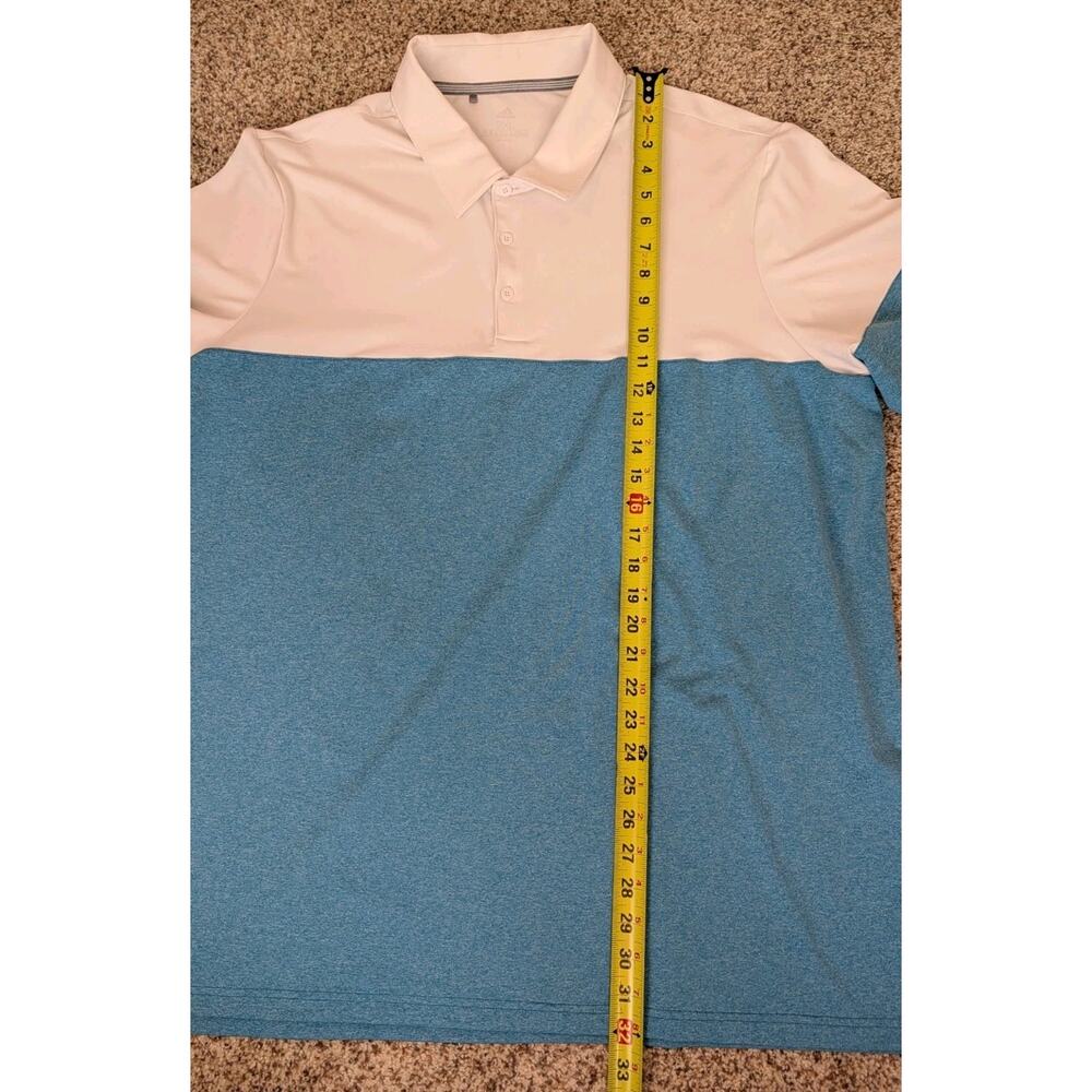 Adidas Men’s 2XL White Blue Color block Performance Golf Polo Stretch Breathable - Picture 6 of 9